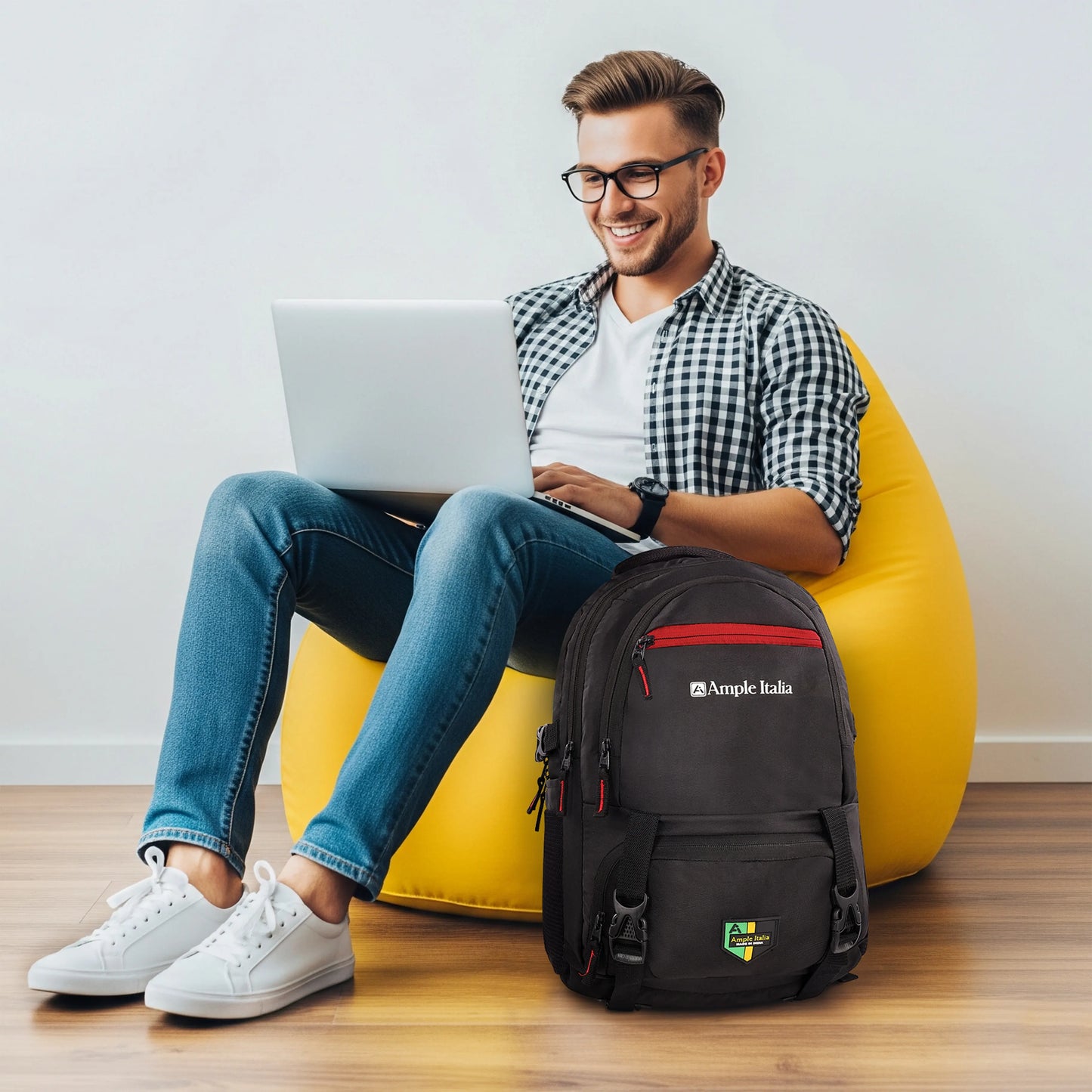 Black out grid backpack