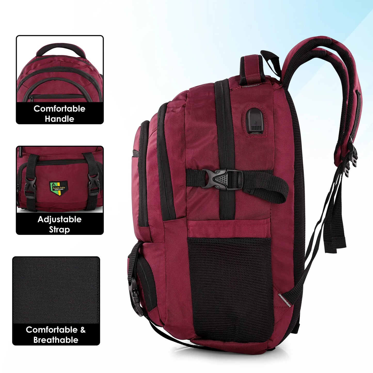 The Crimson Grid Backpack