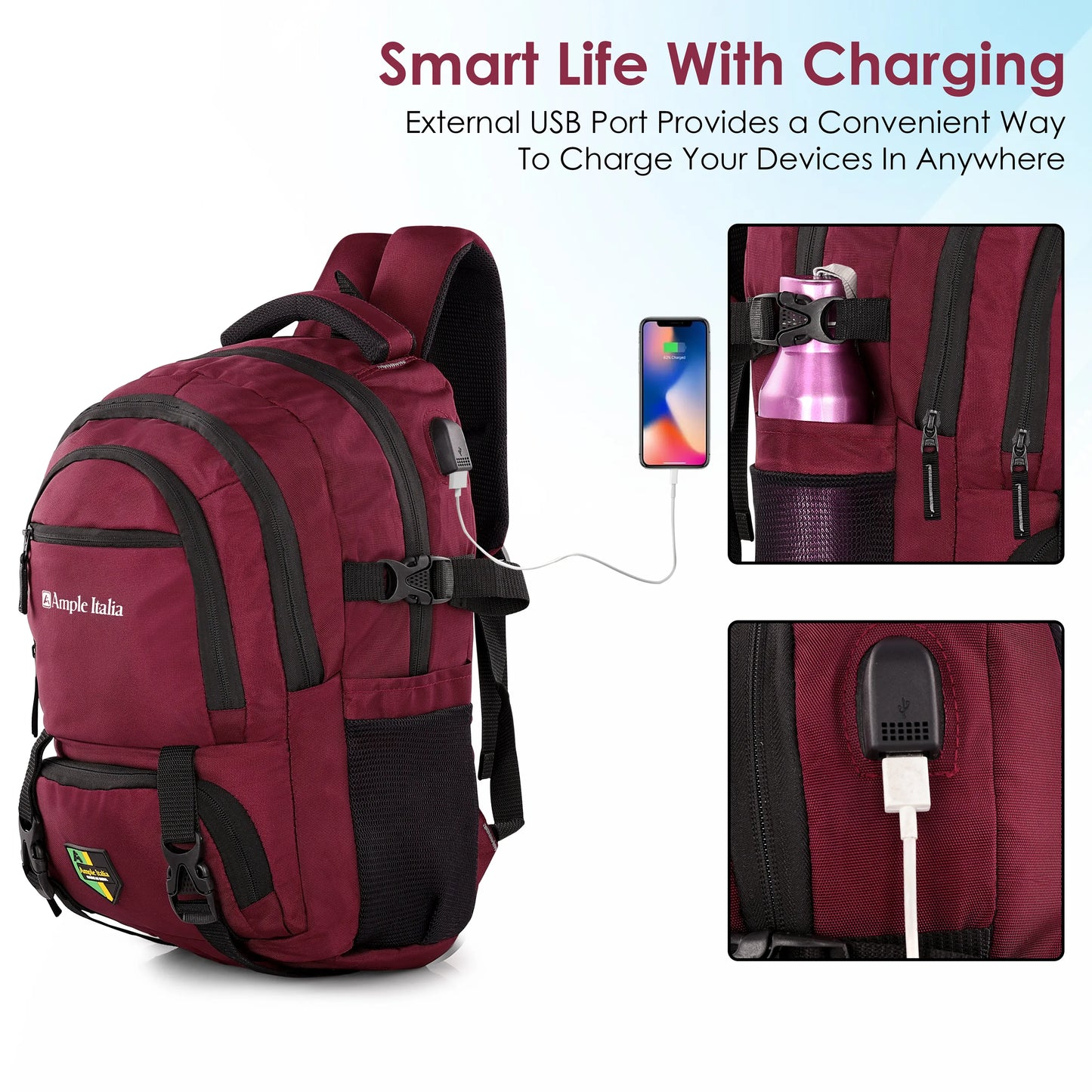 The Crimson Grid Backpack