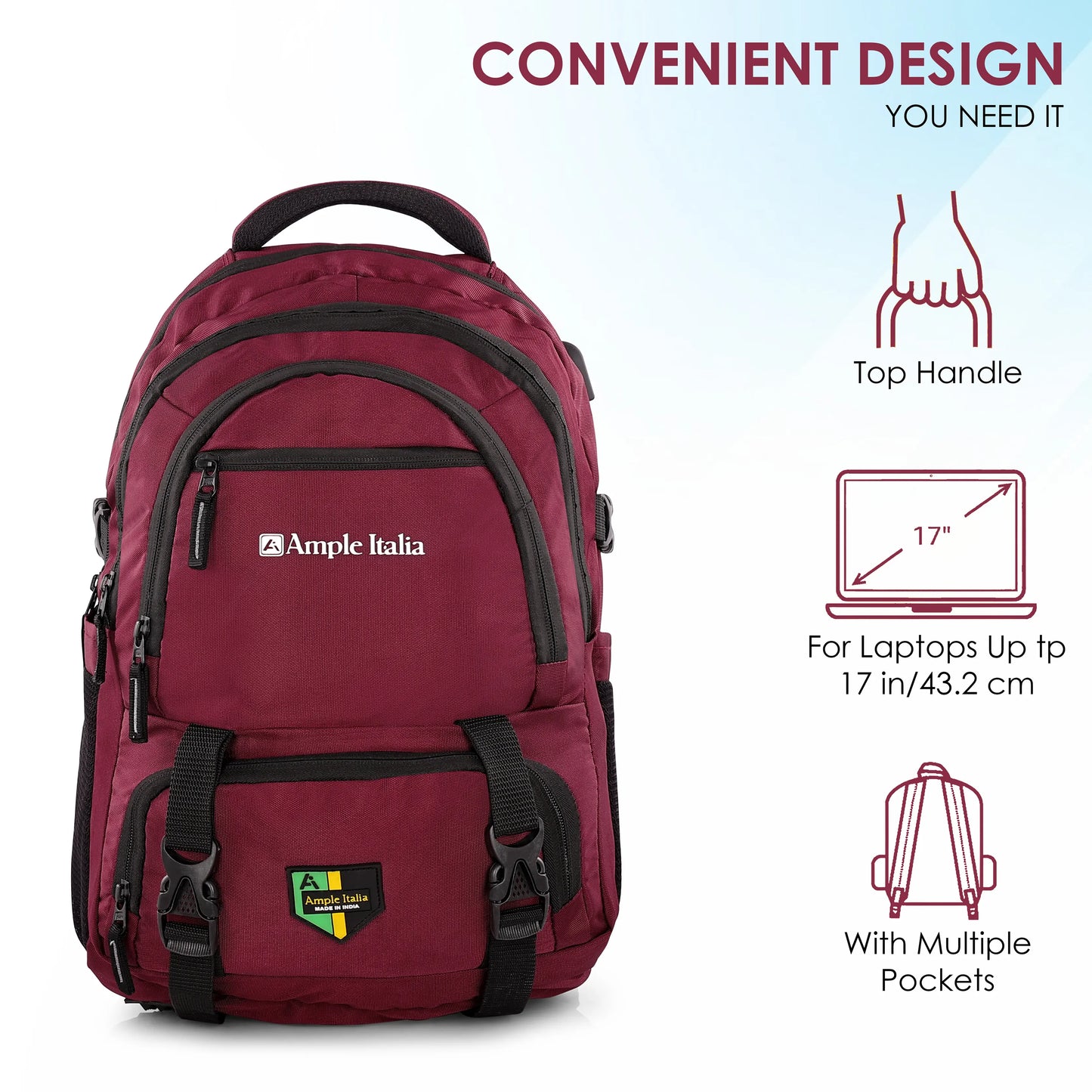 The Crimson Grid Backpack