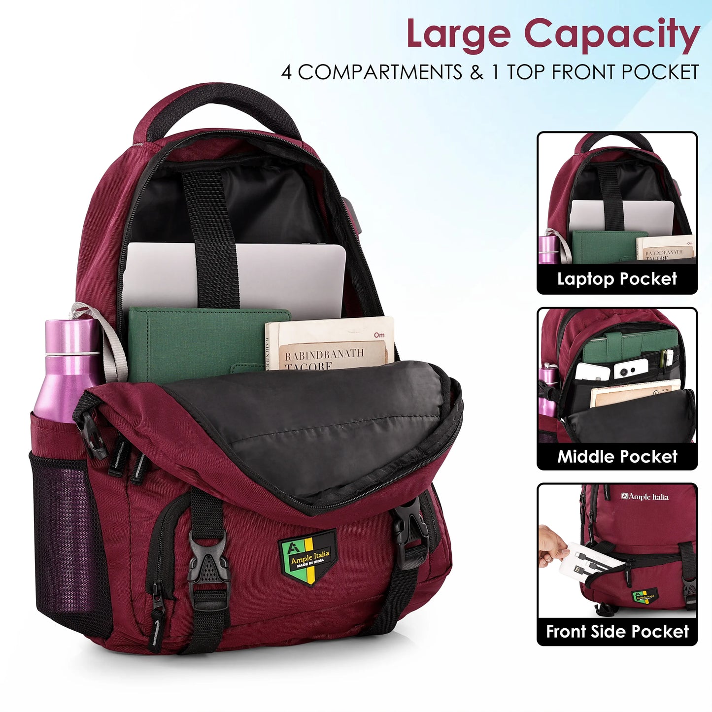 The Crimson Grid Backpack